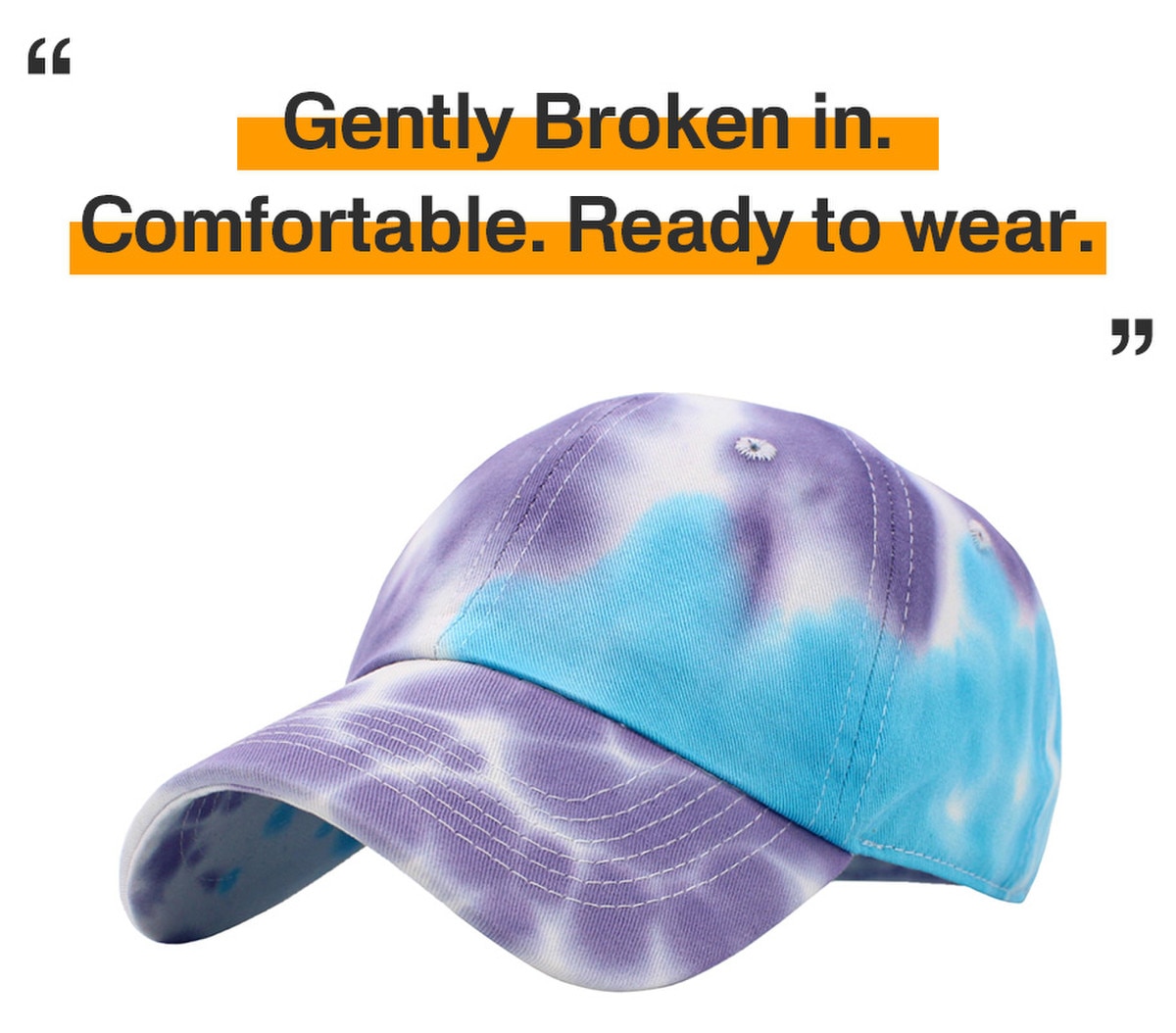Tiedye Aqua Blue Purple Low Profile Baseball Caps Front Side View